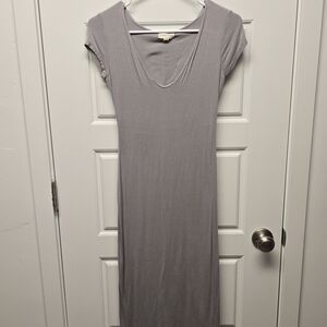 Basic Scoop Neck Gray Maxi Dress - Unbranded